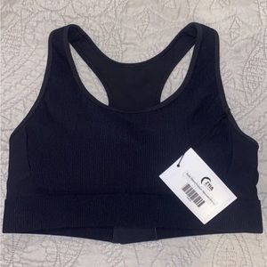 Zyia black ribbed adjustable sports bra